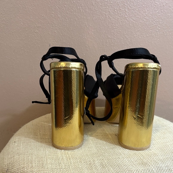 Jeffrey Campbell Black and Gold Bow Platform Heels - Picture 3 of 9